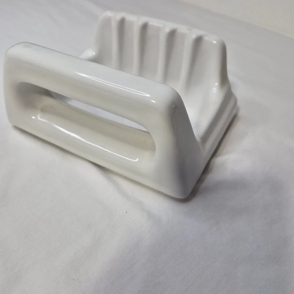 Vintage MCM Ceramic Soap Dish White Recessed Wall Mount Grab Bar USA M-505 Retro